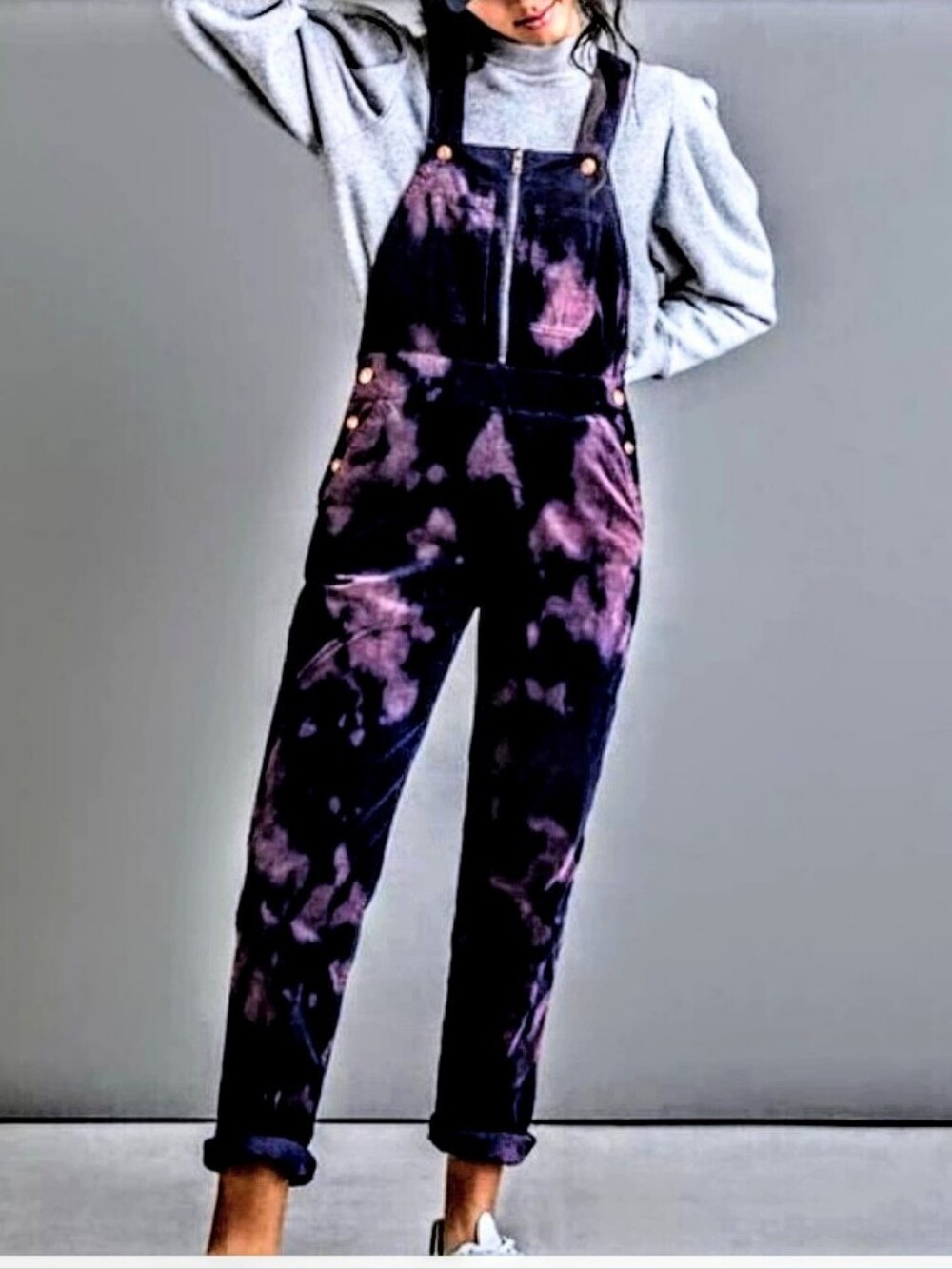 Pilcro Anthropologie Slim Tie Dye Corduroy Overalls sz 25